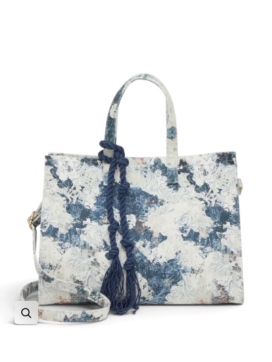 Vince Camuto Handbags - ✨💎NWT💎✨VINCE CAMUTO Canvas Denim Floral Print 2 way Tote Bag with Navy Tassel